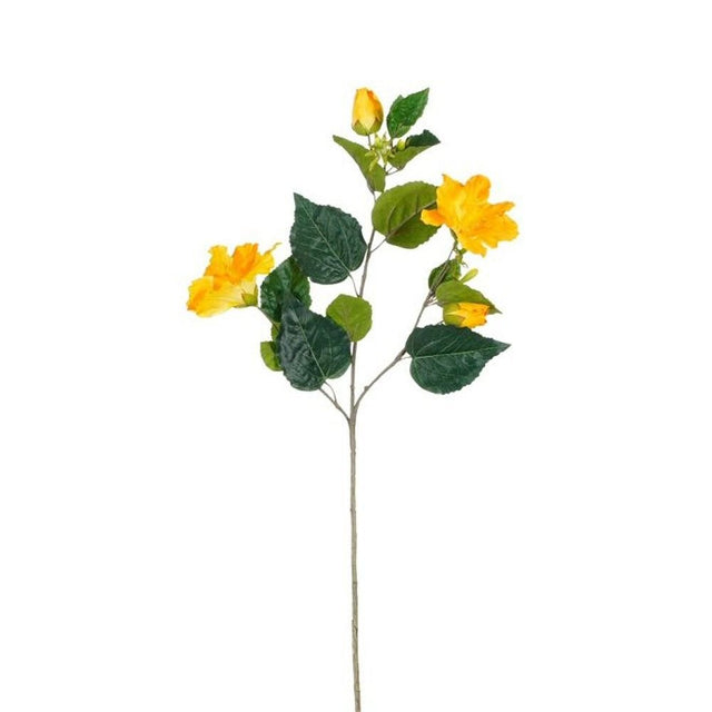 Mica Decorations Yellow 76cm Artificial Hibiscus Flower Branch - Old Railway Line Garden Centre