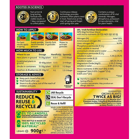 Miracle - Gro 900g Premium Azalea, Camellia & Rhododendron Continuous Release Plant Food - Old Railway Line Garden Centre