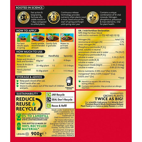 Miracle - Gro 900g Premium Rose & Shrub Continuous Release Plant Food - Old Railway Line Garden Centre