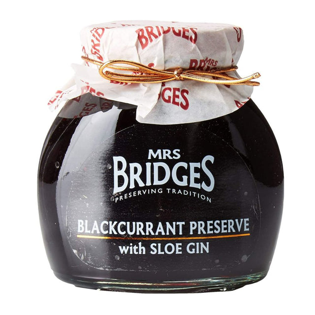 Mrs Bridges 340g Blackcurrant Preserve with Sloe Gin - Old Railway Line Garden Centre