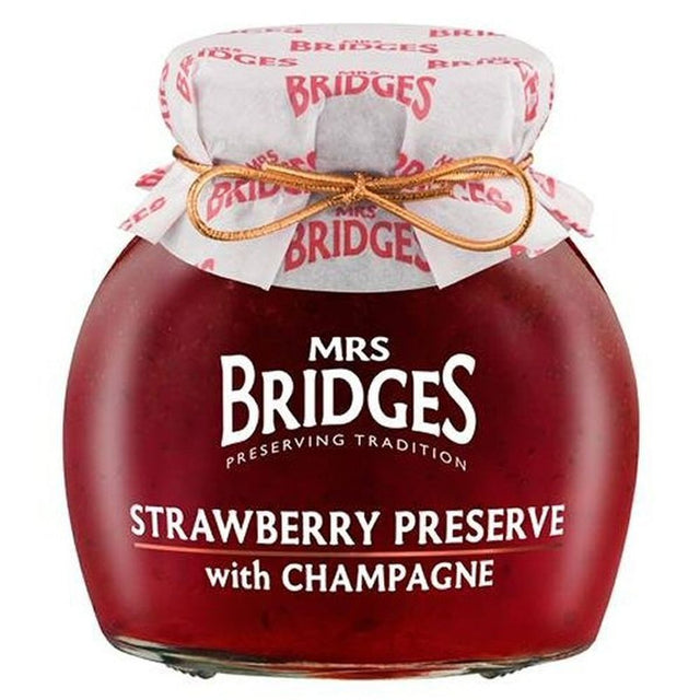 Mrs Bridges 340g Strawberry Preserve with Champagne - Old Railway Line Garden Centre