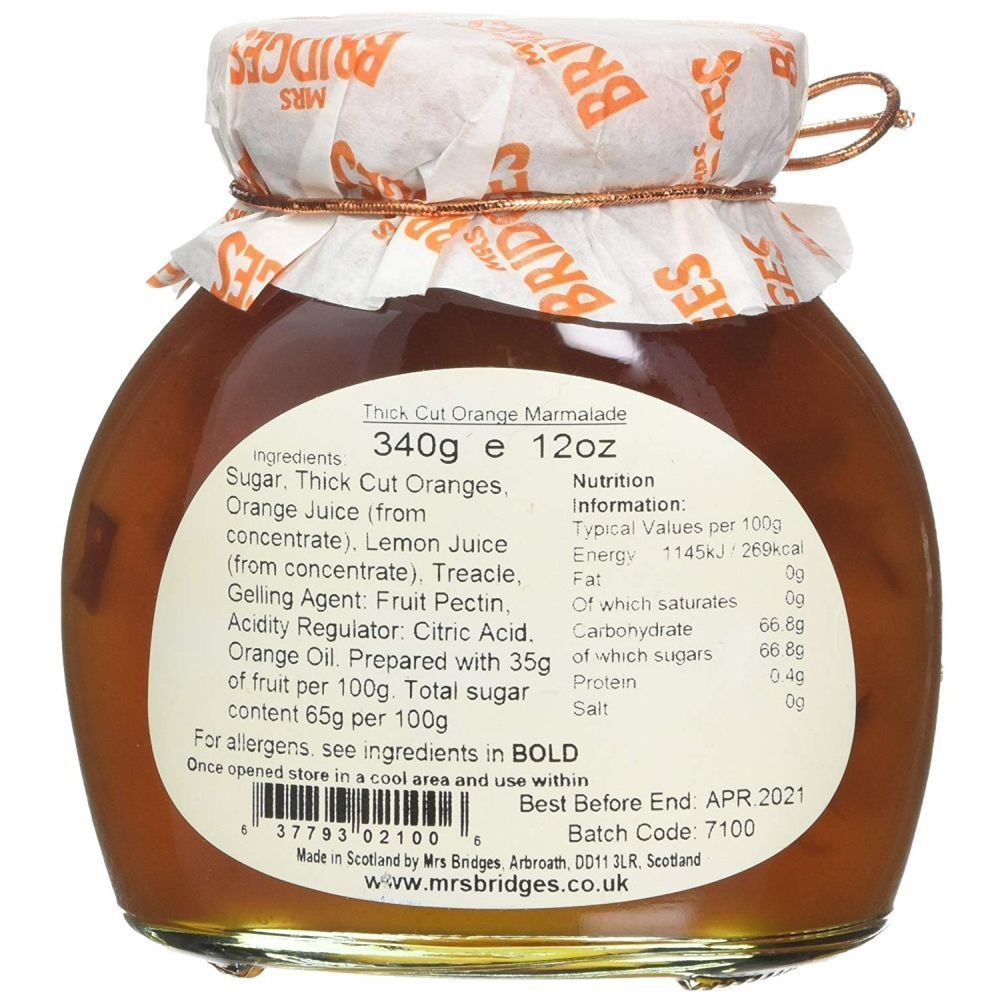 Mrs Bridges 340g Thick Cut Orange Marmalade - Old Railway Line Garden Centre