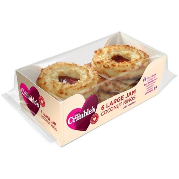 Mrs Crimbles 6 Large Gluten Free Jam Coconut Rings - Old Railway Line Garden Centre