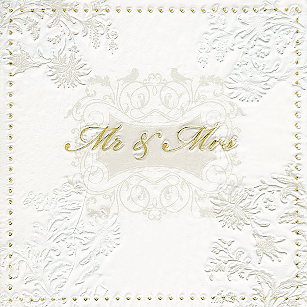 N.J Products 33cm Gold Print Mr & Mrs Embossed Napkins - Old Railway Line Garden Centre