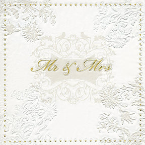 N.J Products 33cm Gold Print Mr & Mrs Embossed Napkins - Old Railway Line Garden Centre