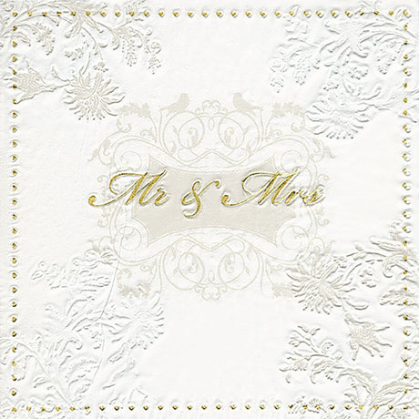 N.J Products 33cm Gold Print Mr & Mrs Embossed Napkins - Old Railway Line Garden Centre