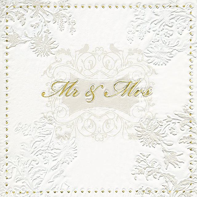 N.J Products 33cm Gold Print Mr & Mrs Embossed Napkins - Old Railway Line Garden Centre