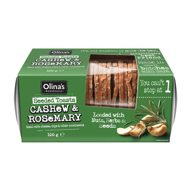 Olina's Bakehouse 100g Cashew & Rosemary Seeded Crisps - Old Railway Line Garden Centre