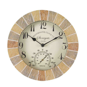 Outside In 10" Stonegate Wall Clock & Thermometer - Old Railway Line Garden Centre
