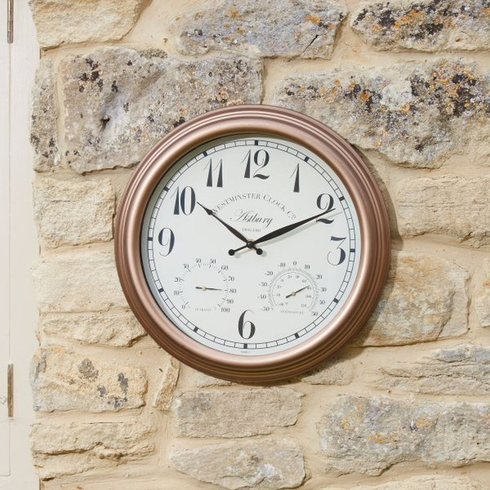 Outside In 12" Astbury Wall Clock & Thermometer - Old Railway Line Garden Centre