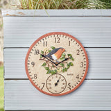 Outside In 12" Robin Wall Clock & Thermometer - Old Railway Line Garden Centre