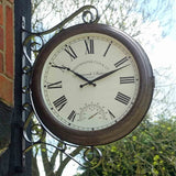 Outside In 15" Greenwich Station Wall Clock & Thermometer - Old Railway Line Garden Centre