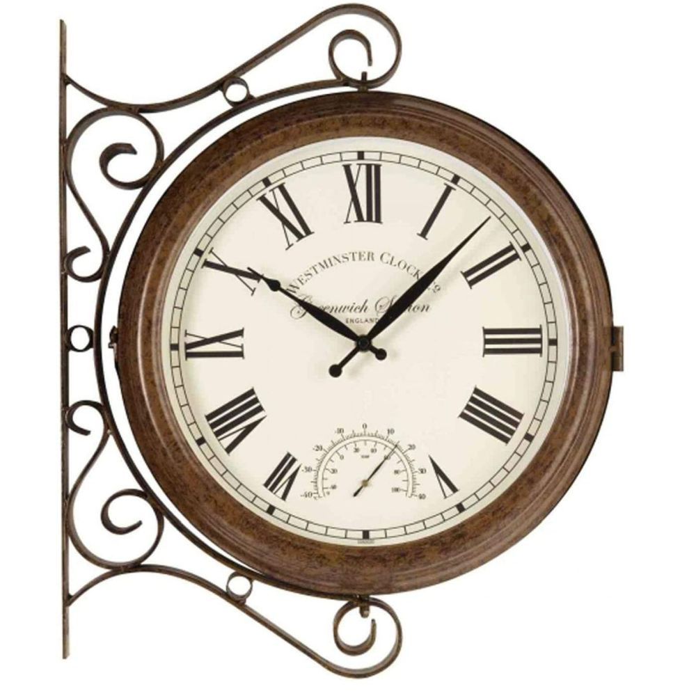 Outside In 15" Greenwich Station Wall Clock & Thermometer - Old Railway Line Garden Centre