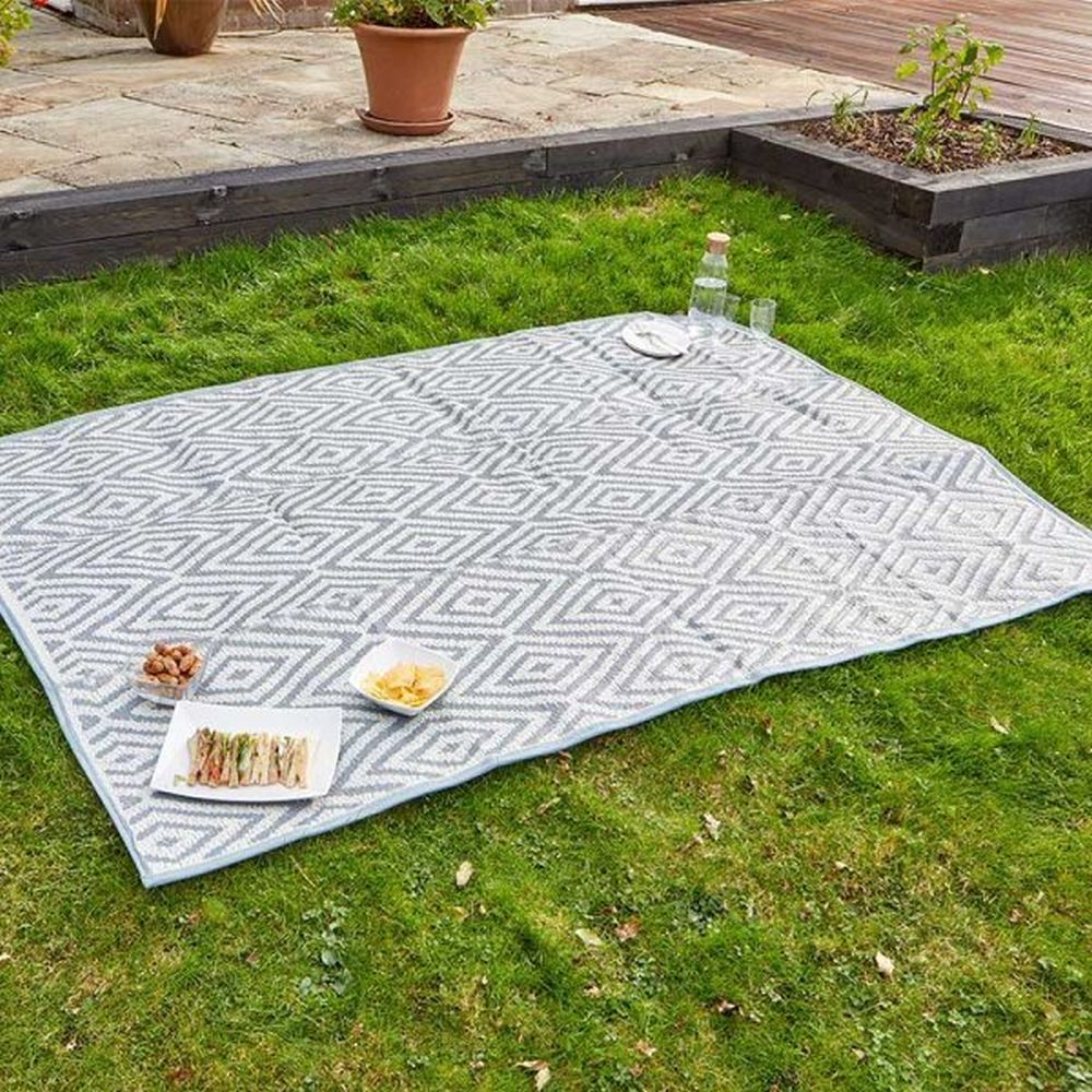 Outside In 210cm Adana Alfresco Picnic Rug - Grey - Old Railway Line Garden Centre