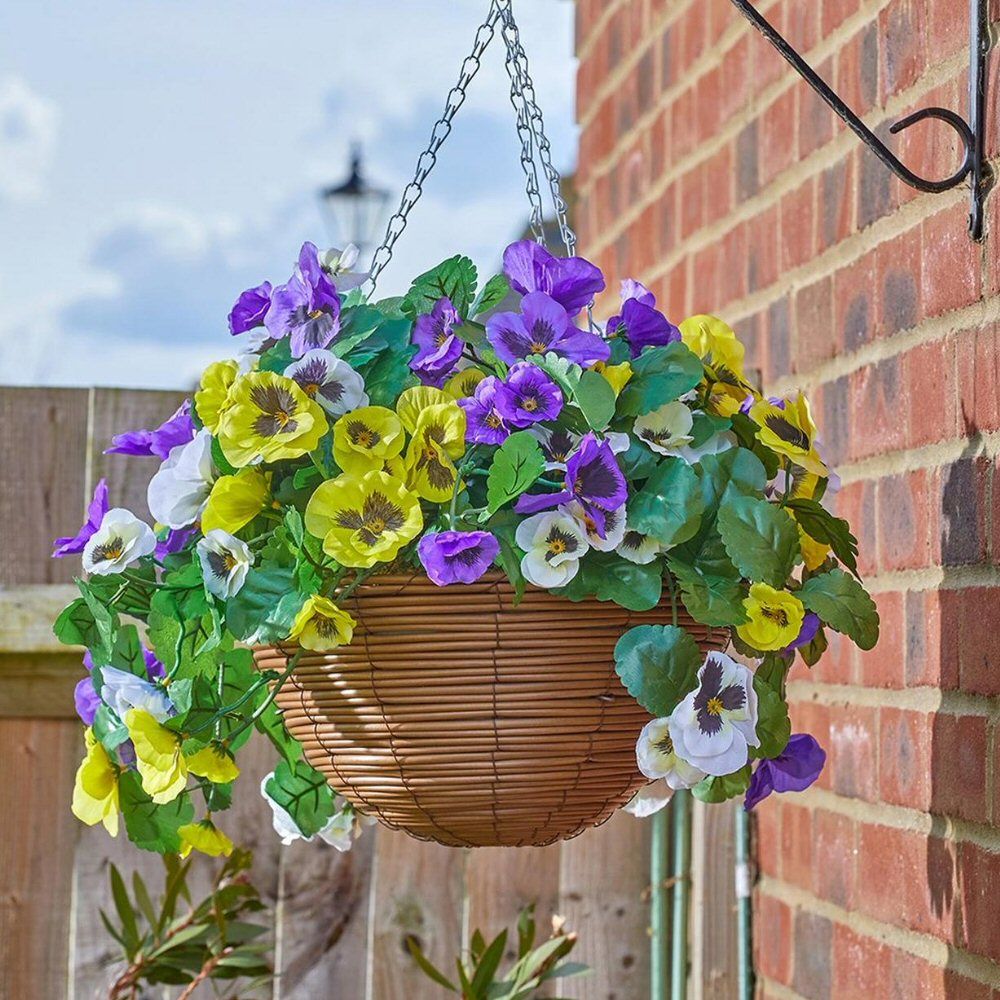 Outside In 30cm Pansy Pourri Artificial Regal Basket - Old Railway Line Garden Centre