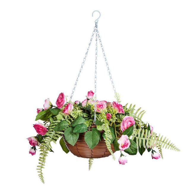 Outside In 30cm Pink Perfection Artificial Regal Basket - Old Railway Line Garden Centre