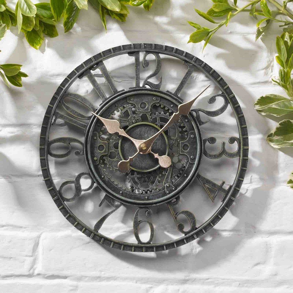 Outside In 30cm Verdigris Newby Wall Clock - Old Railway Line Garden Centre