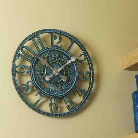 Outside In 30cm Verdigris Newby Wall Clock - Old Railway Line Garden Centre