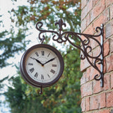 Outside In 35cm Marylebone Double - Sided Station Clock & Thermometer - Old Railway Line Garden Centre