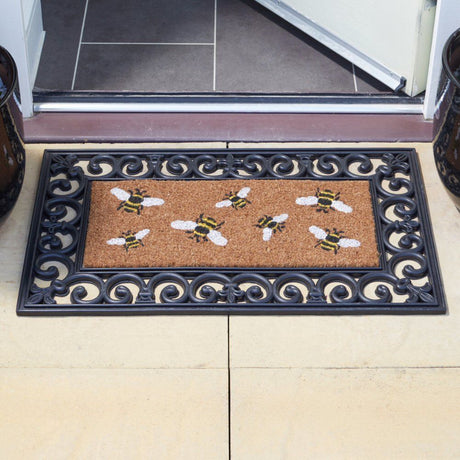 Outside In 53cm Honey Bees Coir Doormat Insert - Old Railway Line Garden Centre