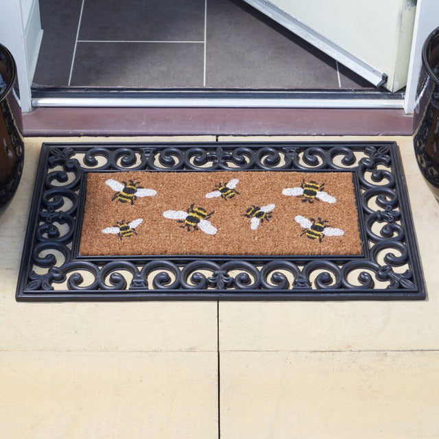 Outside In 53cm Honey Bees Coir Doormat Insert - Old Railway Line Garden Centre