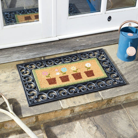 Outside In 53cm Lots of Pots Coir Doormat Insert - Old Railway Line Garden Centre