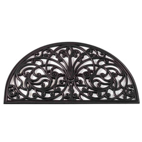 Outside In 75cm Half Moon Rubber Cast Mat - Old Railway Line Garden Centre