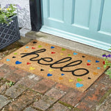 Outside In 75cm Hearty Hello Doormat - Old Railway Line Garden Centre