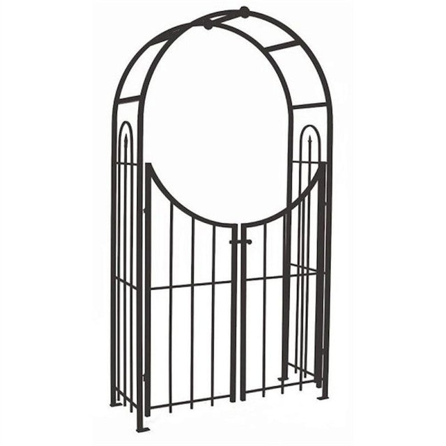 Panacea 228cm Black Arched Top Arch with Gate - Old Railway Line Garden Centre