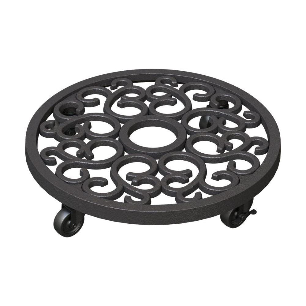 Panacea 30cm Heavy Weight Cast Iron Scroll Plant Caddy - Old Railway Line Garden Centre
