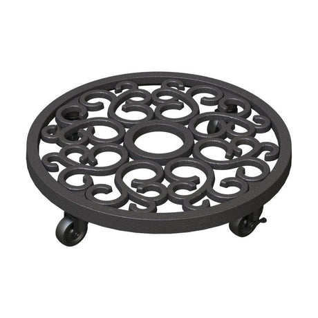 Panacea 30cm Heavy Weight Cast Iron Scroll Plant Caddy - Old Railway Line Garden Centre