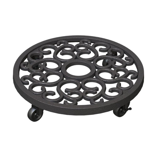 Panacea 30cm Heavy Weight Cast Iron Scroll Plant Caddy - Old Railway Line Garden Centre