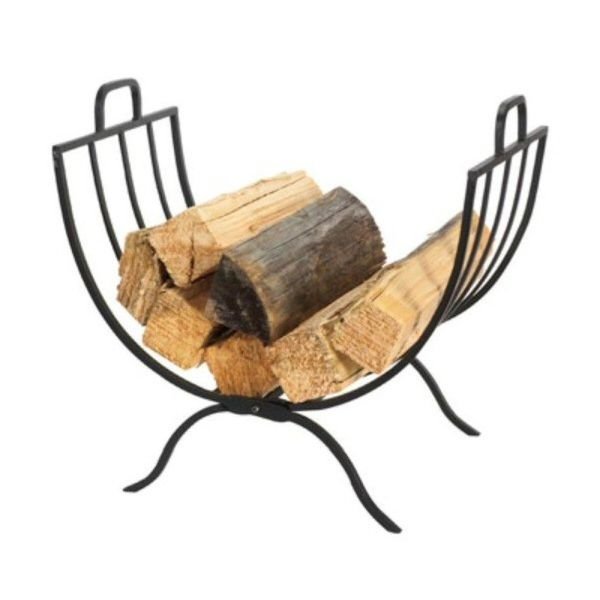 Panacea 50cm Black Wrought Iron Folding Fireplace Log Bin - Old Railway Line Garden Centre