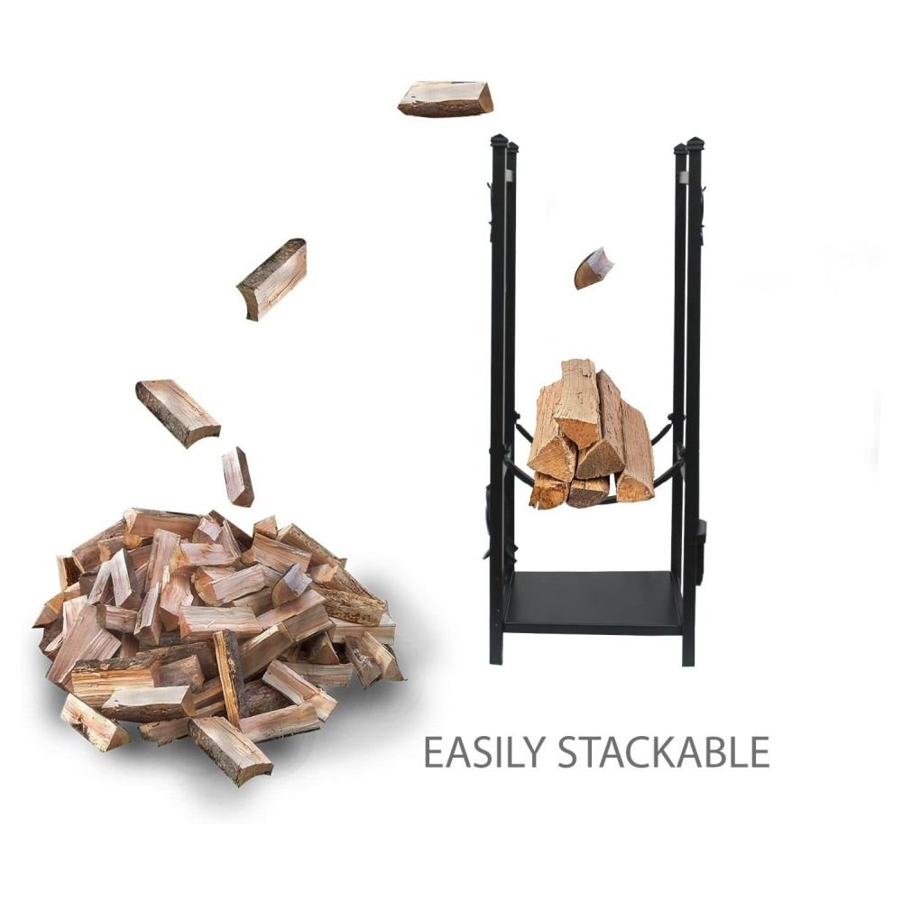 Panacea 81cm Black Log Bin and Fireplace Tool Set - Old Railway Line Garden Centre