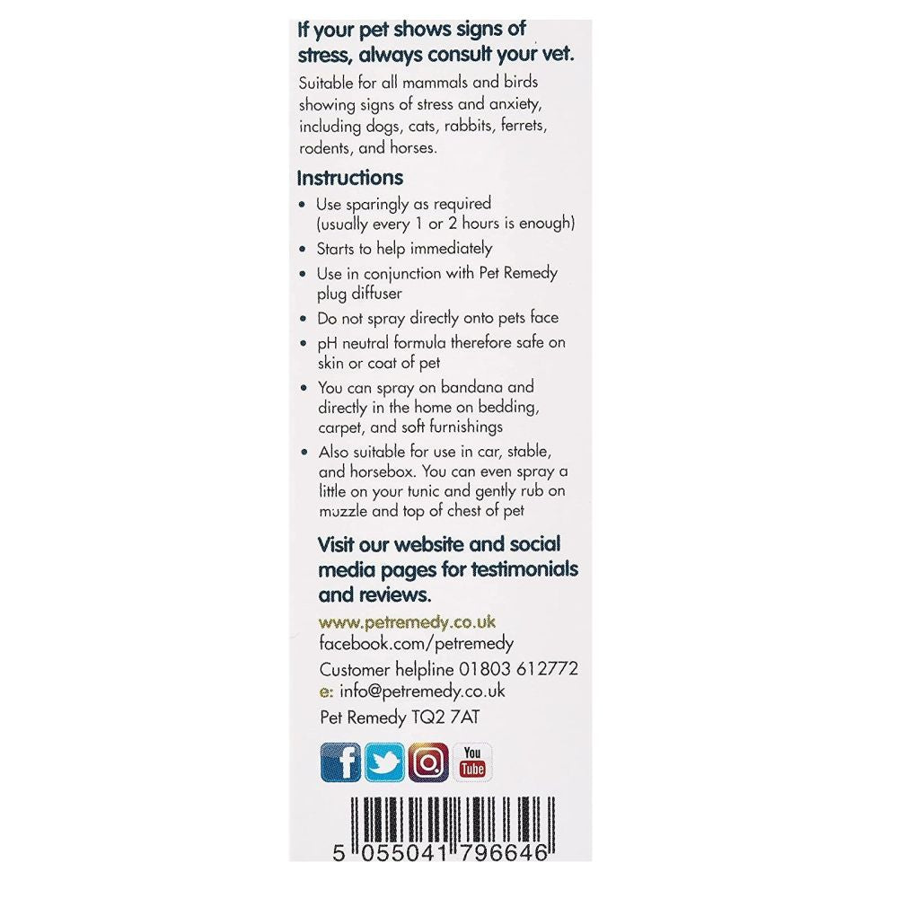 Pet Remedy 15ml Natural De-Stress and Calming Mini Spray