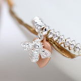 POM 10mm Silver Plated Fine Bead Bracelet with Rose Gold Heart and Bee - Old Railway Line Garden Centre