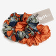 POM Orange and Grey Botanical and Plain Mix Scrunchie Duo - Old Railway Line Garden Centre