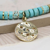 POM Turquoise Bead Necklace With Golden Star Disc Pendant - Old Railway Line Garden Centre