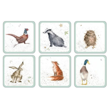 Portmeirion 10cm Set of 6 Pimpernel Wrendale MDF Wildlife Coasters