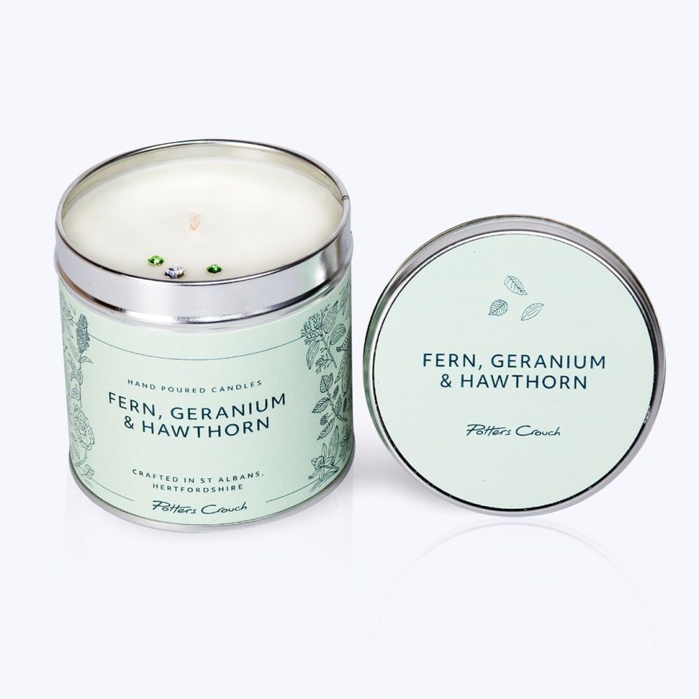 Potters Crouch Fern, Geranium & Hawthorn Scented Candle - Old Railway Line Garden Centre
