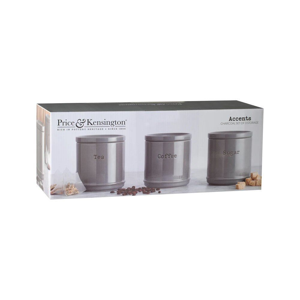 Price & Kensington 750ml Charcoal Accents Tea, Coffee & Sugar Pots - Old Railway Line Garden Centre