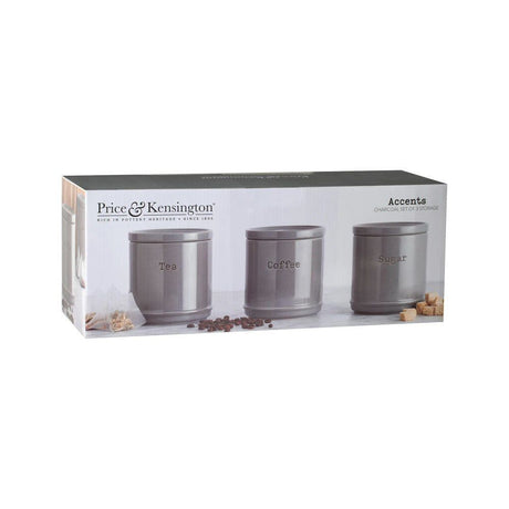 Price & Kensington 750ml Charcoal Accents Tea, Coffee & Sugar Pots - Old Railway Line Garden Centre