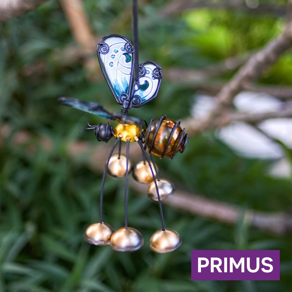 Primus 33cm Glass Wing Fancy Honeybee Bobbin' Bells - Old Railway Line Garden Centre