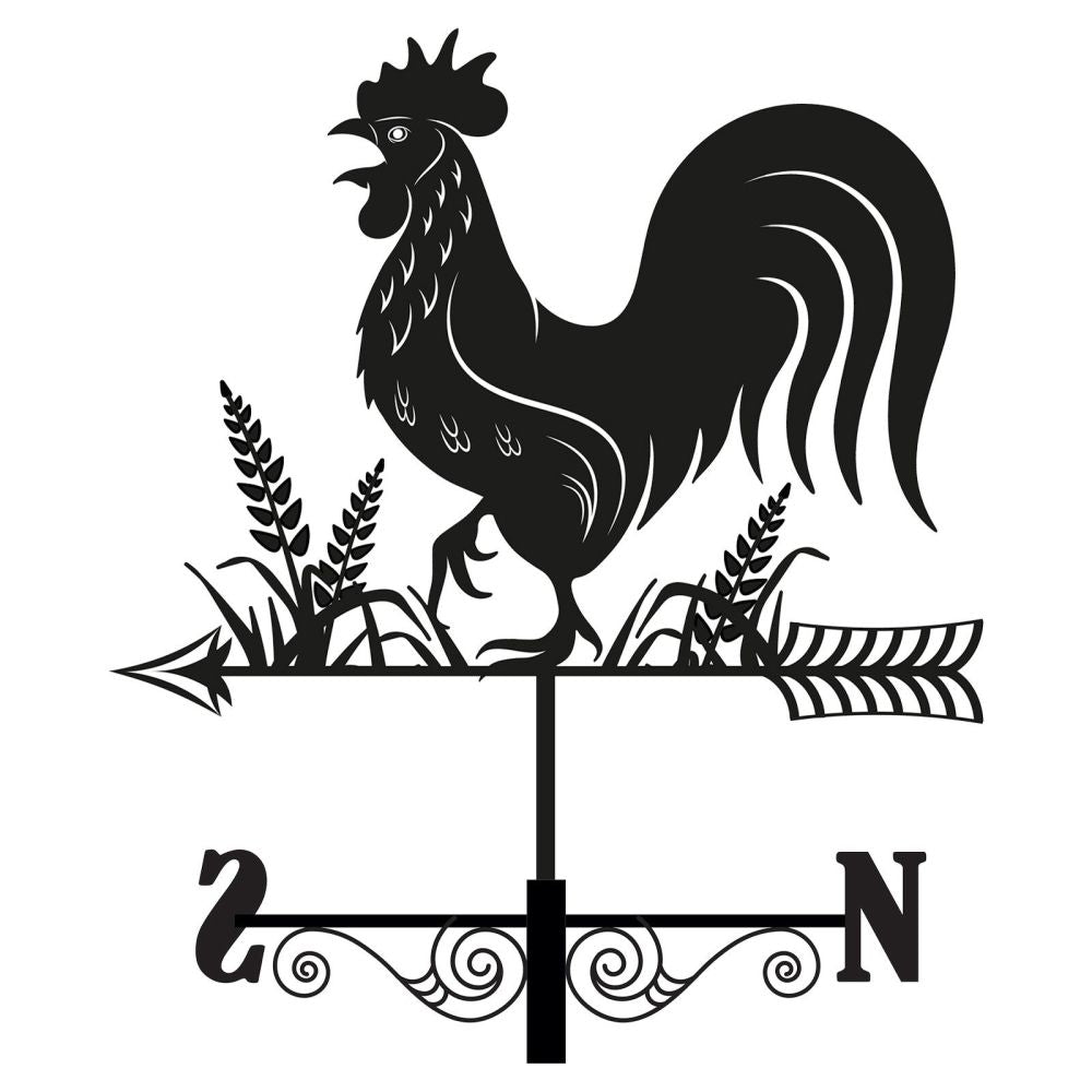 Primus Metal Cockerel Silhouette Weathervane - Old Railway Line Garden Centre