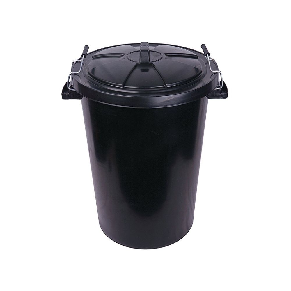 Proplas 90L Black Clip Lid Dustbin - Old Railway Line Garden Centre