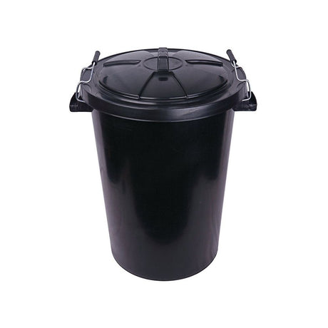 Proplas 90L Black Clip Lid Dustbin - Old Railway Line Garden Centre