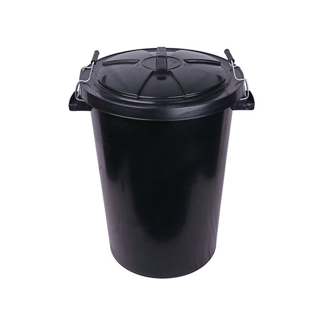 Proplas 90L Black Clip Lid Dustbin - Old Railway Line Garden Centre