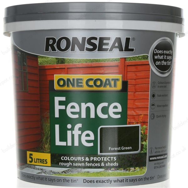Ronseal 5 Litre Forest Green One Coat Fence Life - Old Railway Line Garden Centre