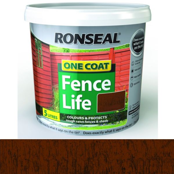 Ronseal 5 Litre Medium Oak One Coat Fence Life - Old Railway Line Garden Centre