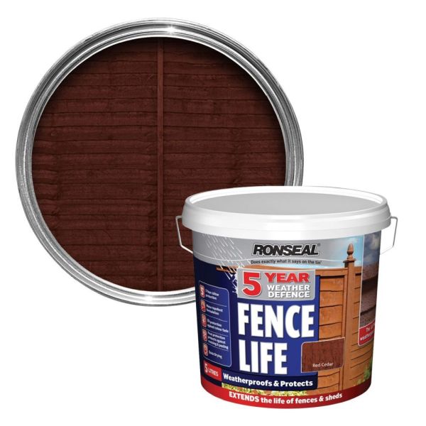 Ronseal 5 Litre Red Cedar Fence Life Paint - Old Railway Line Garden Centre